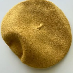 Yellow wool beret hat